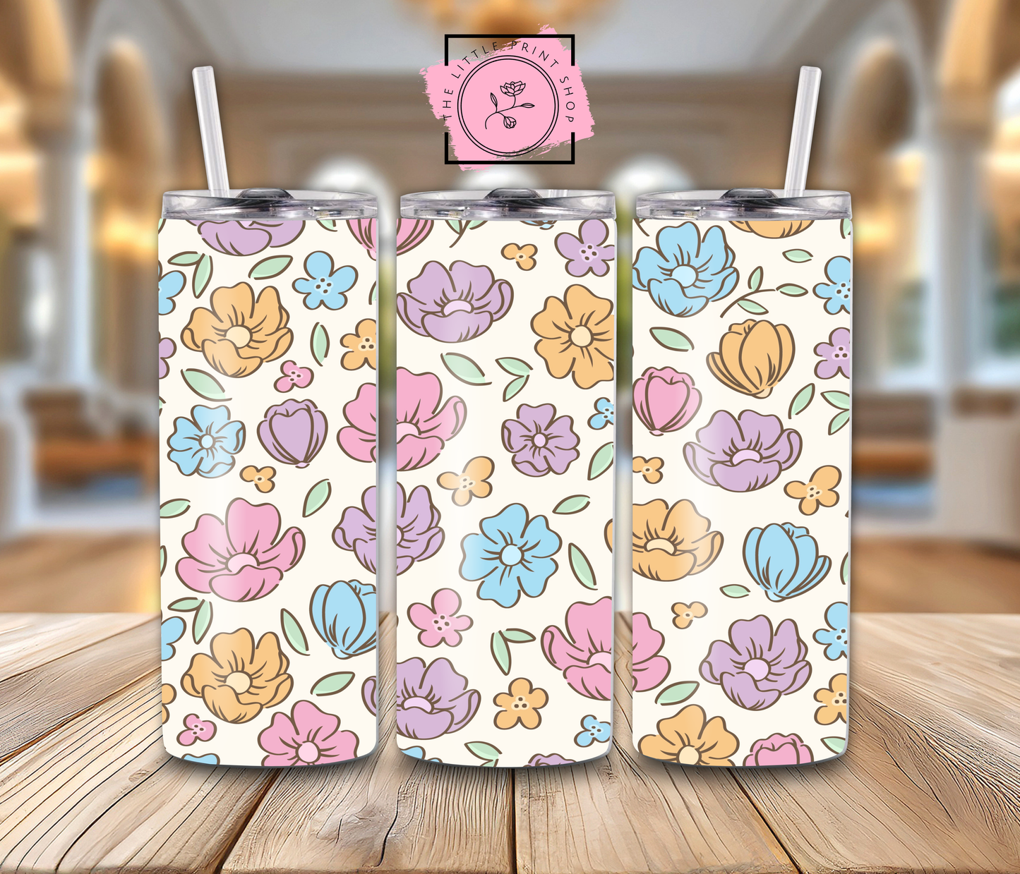 Pastel Flowers - 20oz Sublimation Wrap