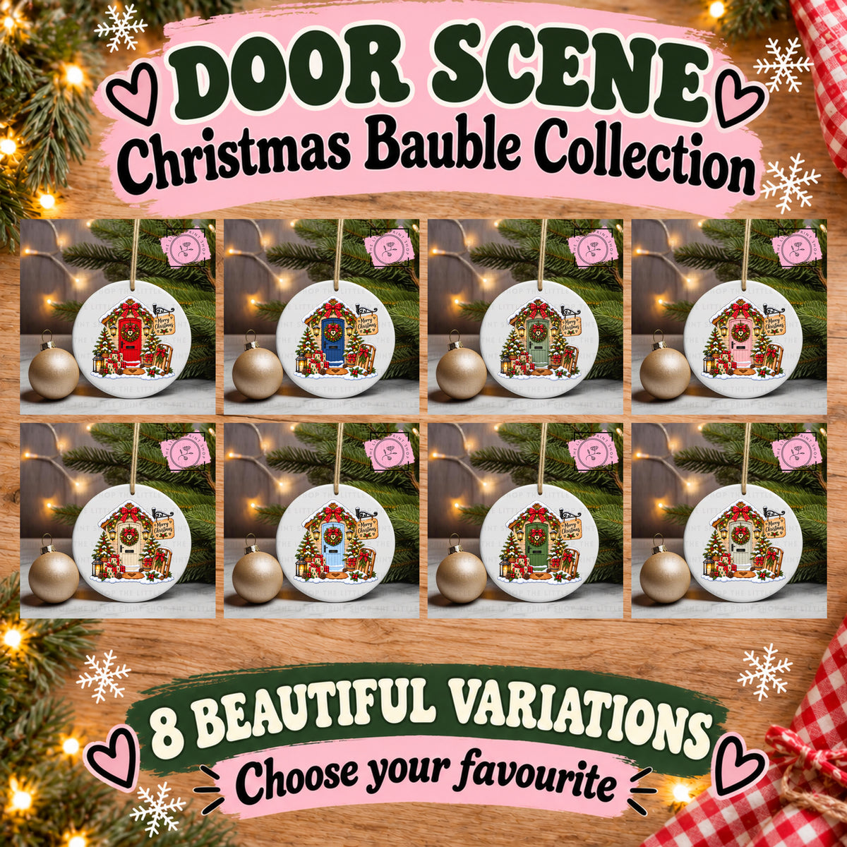 Christmas Door - UV DTF Bauble Decal